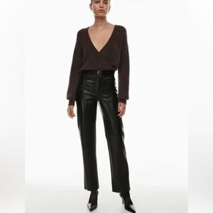 Aritzia Wilfred The Melina Black Vegan Leather Straight Leg Pant Size 6